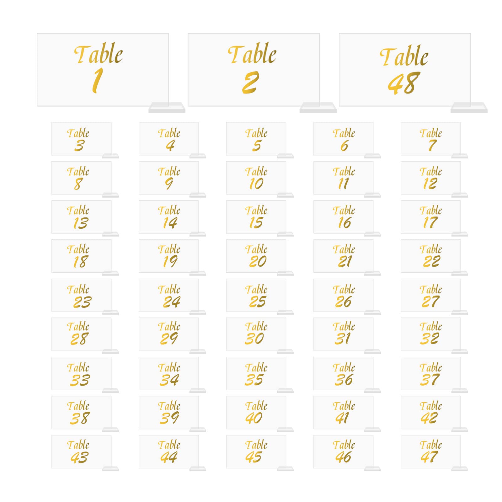 YWNYT 48 Sets Clear Acrylic Place Cards with Holder, DIY Blank Seating Cards Rectangle Acrylic Name Cards for Wedding Party Guest Name