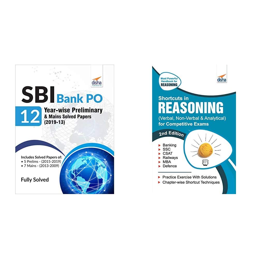 Sbi Bank Po 12 Year-Wise Preliminary & Mains Solved Papers (2019-13) + Shortcuts In Reasoning (Verbal, Non-Verbal, Analytical & Critical) For Competitive Exams (Set Of 2 Books)
