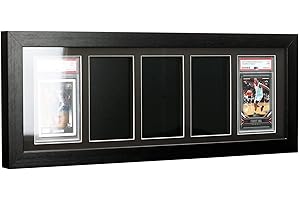 Bivitre PSA Graded Card Display Frame - Wall Mount Baseball Trading Card Display Case ONLY Fit for 5 PSA Rating Cards, Display for Basketball Football Hockey Pokemon MTG (5 PSA Cards)