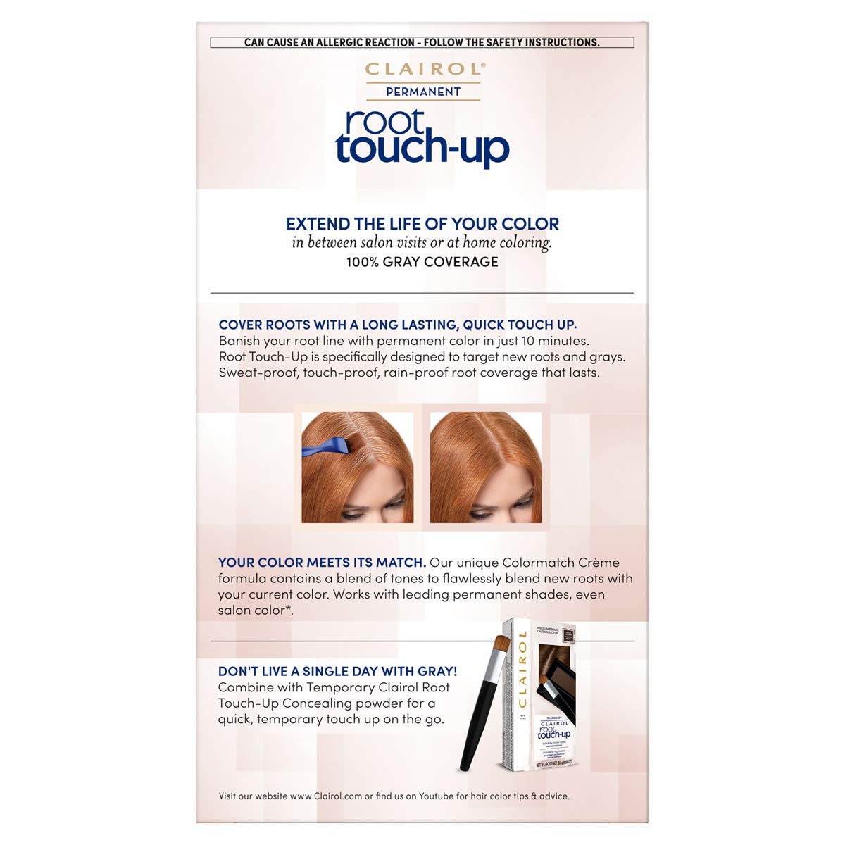 Clairol Root Touch-Up Permanent Hair Color Creme, 6R Light Auburn Brown (Pack of 2): Beauty