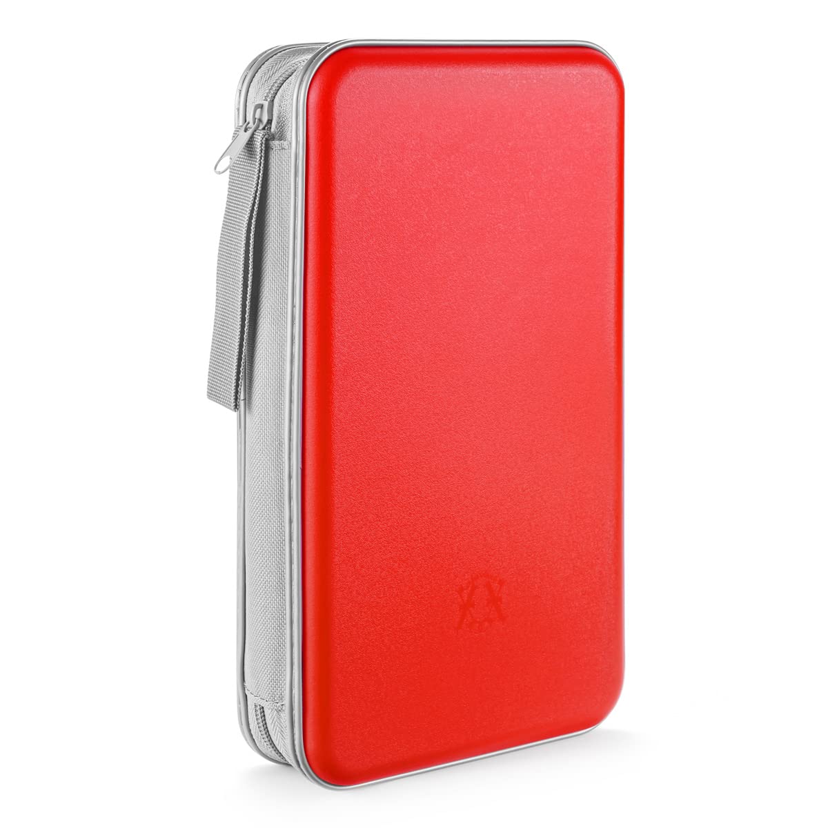 LIOVODE DVD Case, 96 Capacity CD Case Holder Storage Organizer Hard Plastic Protective Disc Wallet for Car (96 Capacity, Red)