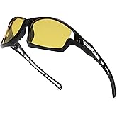 Long Keeper Polarized Night Vision Sunglasses Night Driving Glasses for Men Women Wrap Around Yellow Lens Cycling Sun Glasses