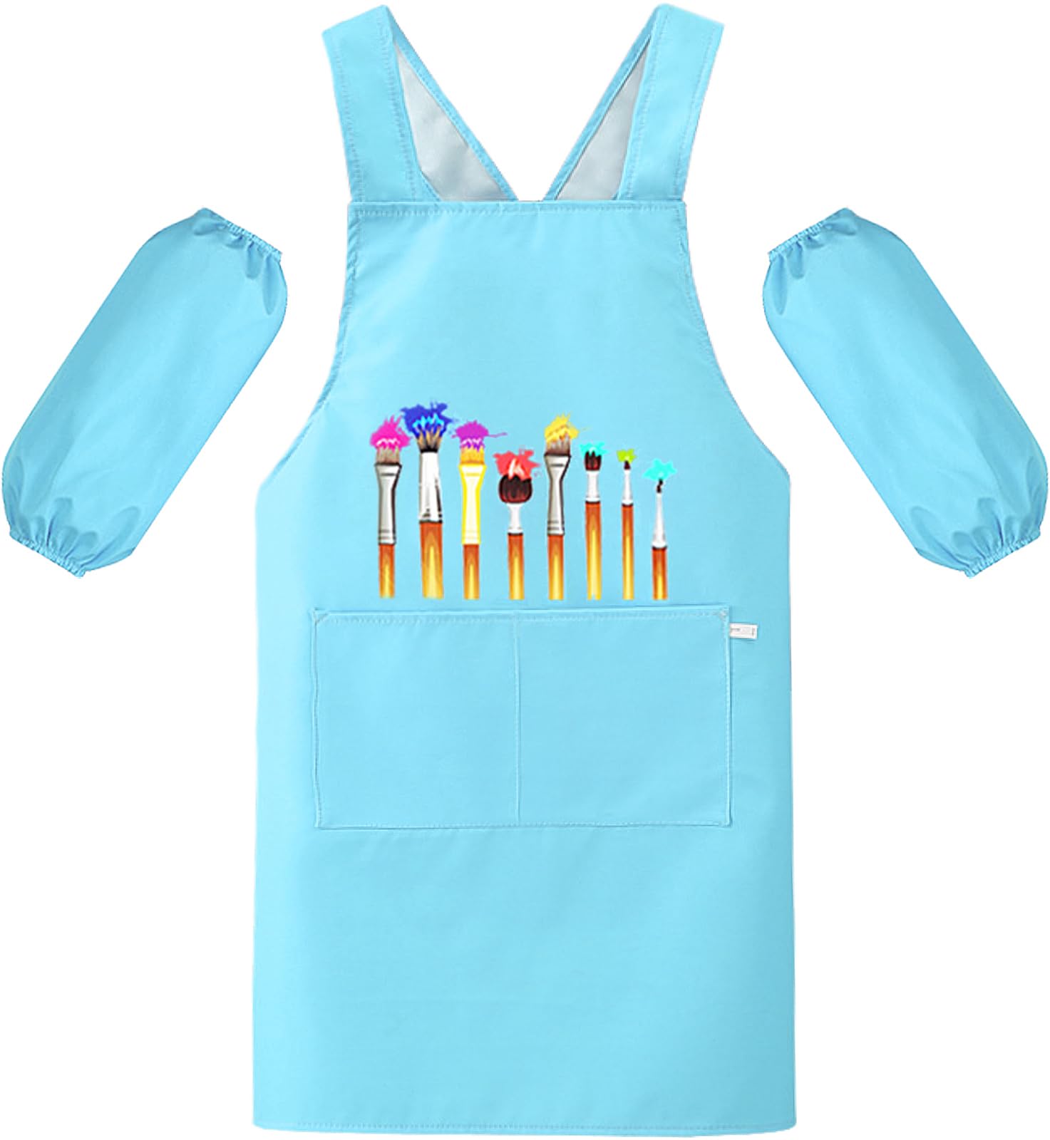 MESU Kids Art Smock Aprons Child Chef Apron for Art Painting Cooking Blue L — image 1
