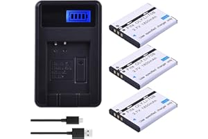 Compatible for Olympus LI-70B Battery & Charger, 1800mAh for VG-110 VG-120 VG-130 VG-140 VG-160 FE4020 Camera(3 Battery Set)