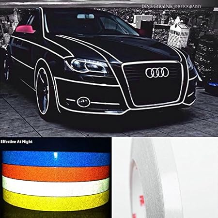 Amazon Carlas反射ピンストライプテープfor車オートバイステッカーシルバー0 4 X30 外装 エアロパーツ 車 バイク