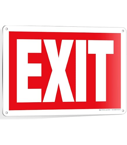 Exit Red Background Sign, 10x14 Inches, Rust Free .040 Aluminum