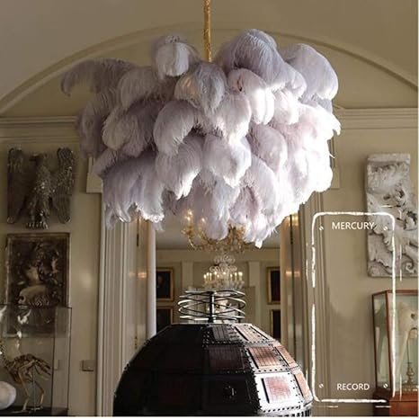 large white feather lamp shade