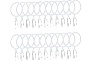 uxcell 60pcs 1.5-Inch Inner Diameter Metal Curtain Hook Rings White Drapery Eyelet Sliding Curtain Rings with Pin-on Drapery 