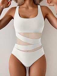 B2prity Women's Mesh One Piece Swimsuit Tummy