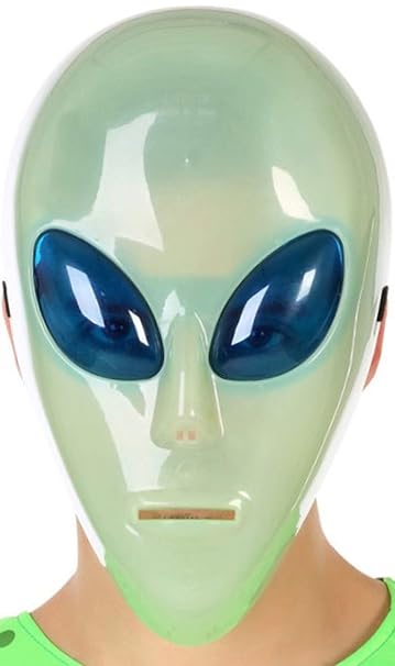 ATOSA 58322 Maske Alien, Leuchtet im Dunkeln Unisex – Erwachsene Transparent