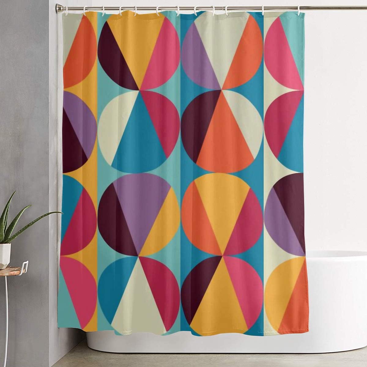 Vector Geometric Pattern of Circles Shower Curtain Bath Curtains