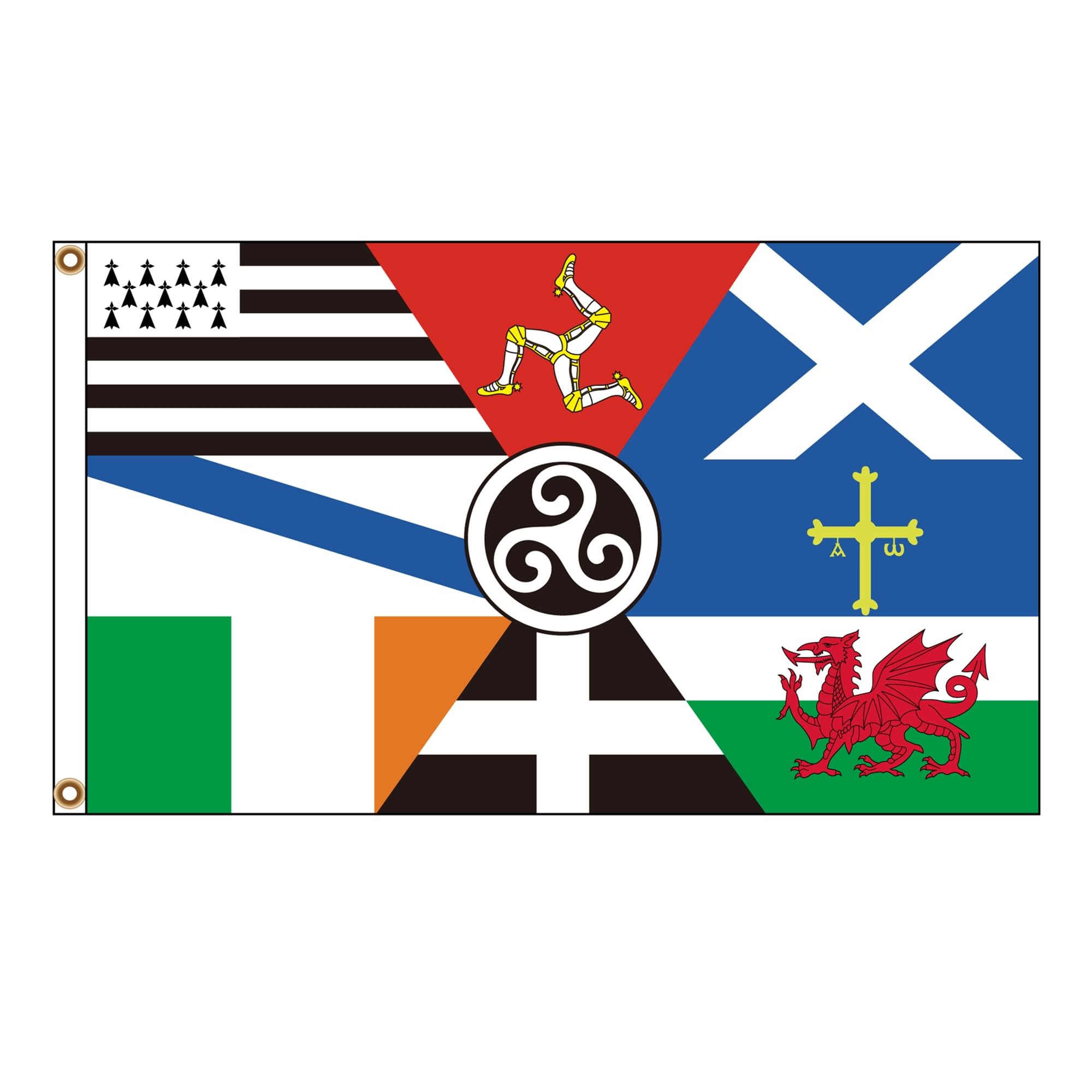 Celtic Nations British Cornwall Flags Banners - Durable 100% Polyester Fabric with Brass Grommets & Headband,3x5ft Outdoor Indoor Flying for Festival,Business,Party,School,Decoration,Patriotic Display