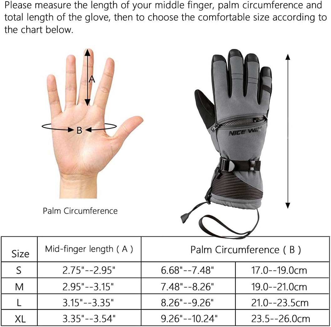 Cold Weather Warm Ski Gloves for Men Women Windproof Winter Gloves for Outdoor Sports Skiing Snowboarding Shovelling Snow S : Sports & Outdoors