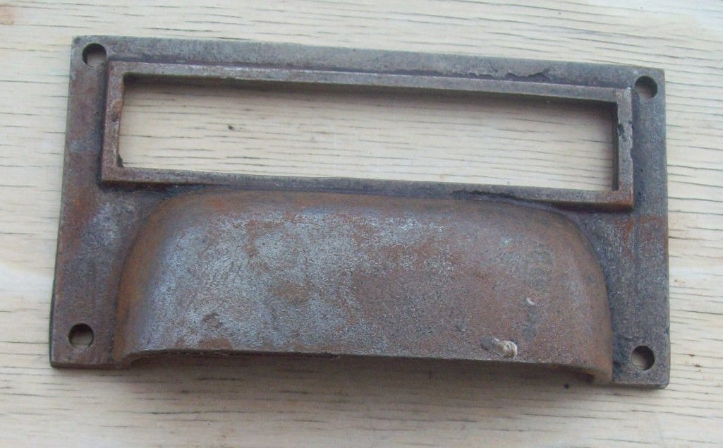 Ironmongery World Cast Iron Drawer Cupboard Filing Cabinet Card Frame Holder ...