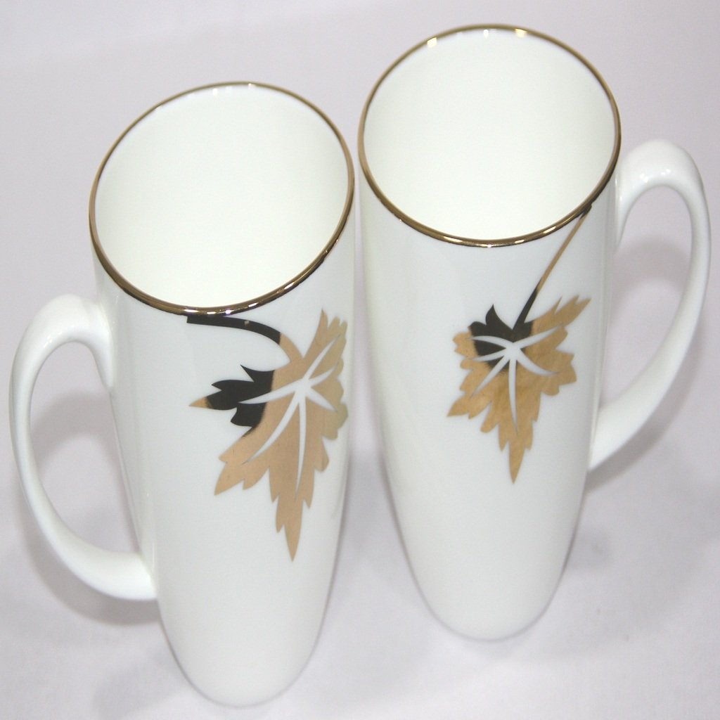 TATA CERAMICS Designer Chinar Leaf Gold Set of Teacup Amazon.in Home
