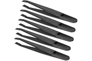 bnafes Black Plastic Slant Flat Tip Anti-static Tweezers 4.7 Inch Length 5pcs
