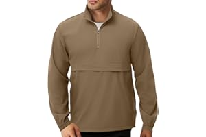 EDITCOZY Men's Lightweight Quarter Zip Pullover Casual Windbreaker for Running Golf Jackets with 3 Pockets