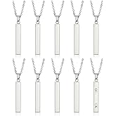CHGCRAFT 10Pcs Stainless Steel Rectangle Pendant Necklace Engravable Stainless Steel Rectangular Pendants Stamping Blank Bar Pendant for Birthday and Christmas Gifts