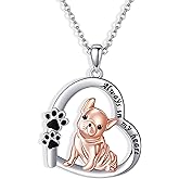 AXOMY Dog Gifts 925 Sterling Silver Cute Heart Yorkie/Greyhound/French Bulldog/Dachshund Pendant Necklace Jewelry Gifts for Women Dog Lovers