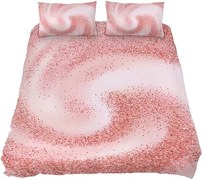 Eslifey - Juego de funda de edredón de 3 piezas con purpurina en oro