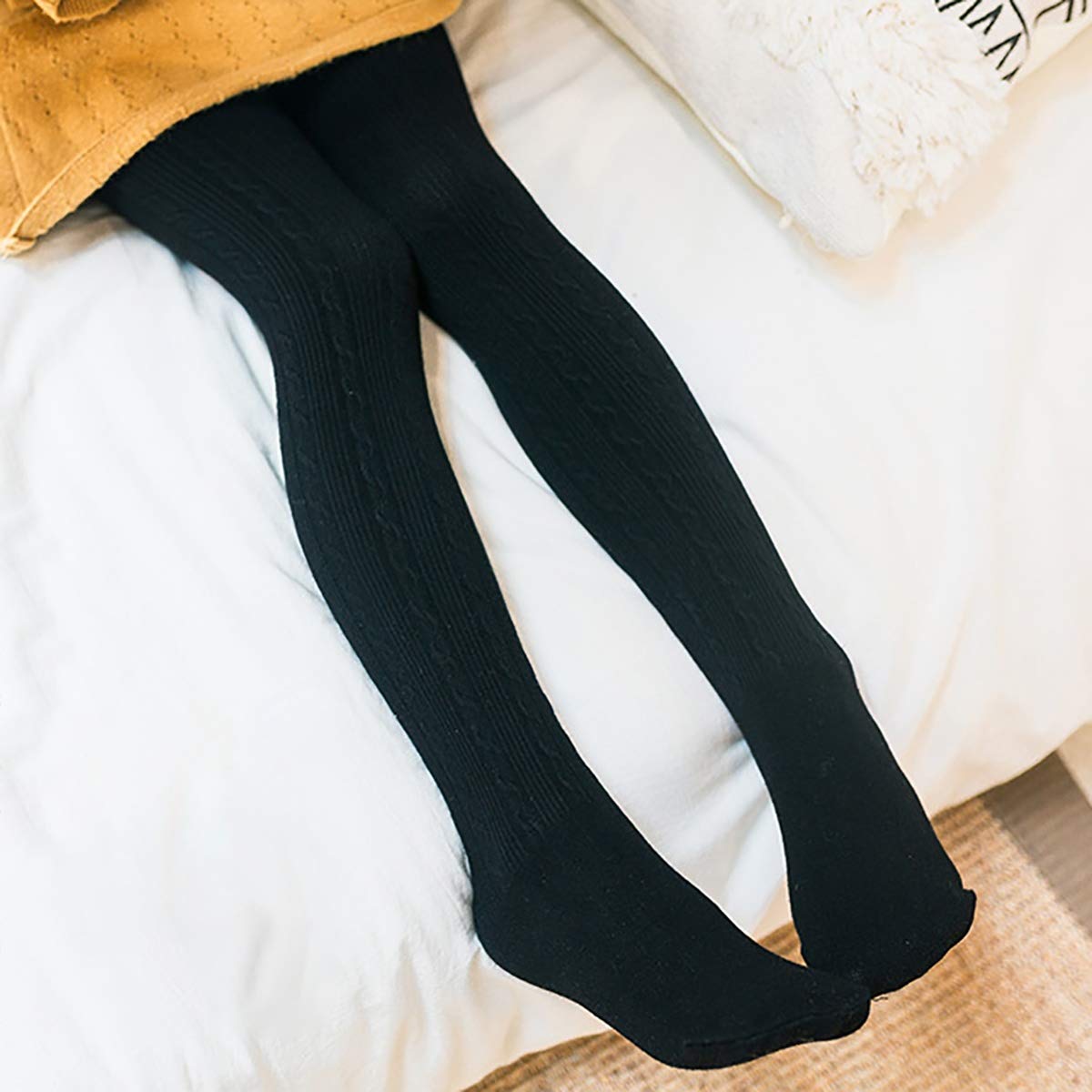 3//5PCS Stretch Knit Girl Tights,Multicolour Fashion Full Length Footed Kid Toddler Tight Legging Pantyhose