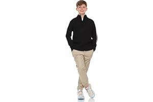 Sezzit Boys Quarter Zip Cable Knit Sweater – Classic Warm Pullover for Kids. Black, Navy, Red