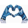 Colourful hand heart decoration, heart hand statue, love finger sculpture wedding decoration, suitable for bookshelf coffee table office bedroom TV cabinet bookshelf small ornaments home decoration.