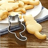 HENGSONG Silver Stainless Steel Cute Cat Cake Cookie Cutter Mould Baking Biscuit Moulds Cake Decorating Tools