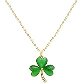 Sonateombe Lucky Green Clover Leaf Necklaces for Women, Dainty Cute St Patricks Day Crystal Shamrock 3 Leaves Pendant Chain Choker Necklace Prom Wedding Accessories Fashion Jewelry Gift