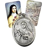 Westmon Works St Therese of Lisieux Medal Set Italian Metal Medallion with Holy Prayer Card