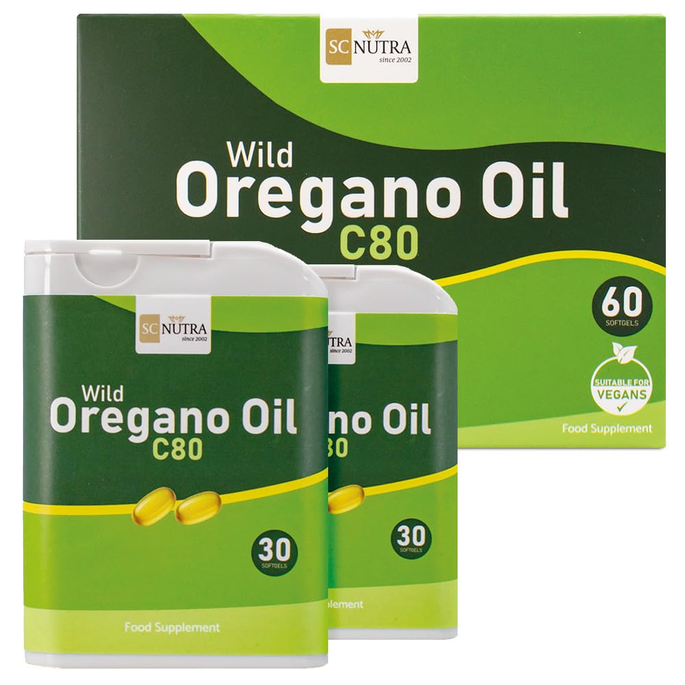 Wild Oregano Oil Vegan Softgels/Capsules 60s - 80% Carvacrol & Low Thymol
