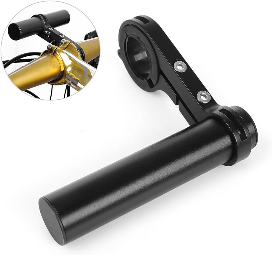 RUNACC Single Bike Handlebar Extender Bicycle Extender Mount Aluminum Alloy Bicycle Handlebar Extension Bracket, Suitable for Handlebar with Diameter around 1.3'', Black
