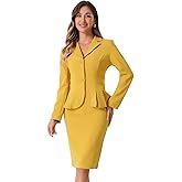 Allegra K 2 Piece Suit Skirt Sets for Women Blazer and Pencil Skirts Formal Office Business Casual Outfits