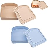 Gtziqa Sandwich Containers, 2 Pcs Reusable Sandwich Box Toast-Shaped Plastic Food Storage Box with Lid, Dishwasher Safe, Bread Sandwiches Holder Keeper for Adults, Office, Camping (Blue,Brown)