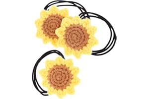 GANAZONO Crochet Flower Hair Ties Elastic Bands 3Pcs Cotton Ponytail Holders for Thick Hair Women Casual Use