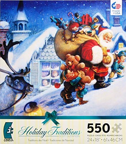 Scott Gustafson Holiday Traditions UP ON The Rooftop 550 Piece Puzzle Made in USA