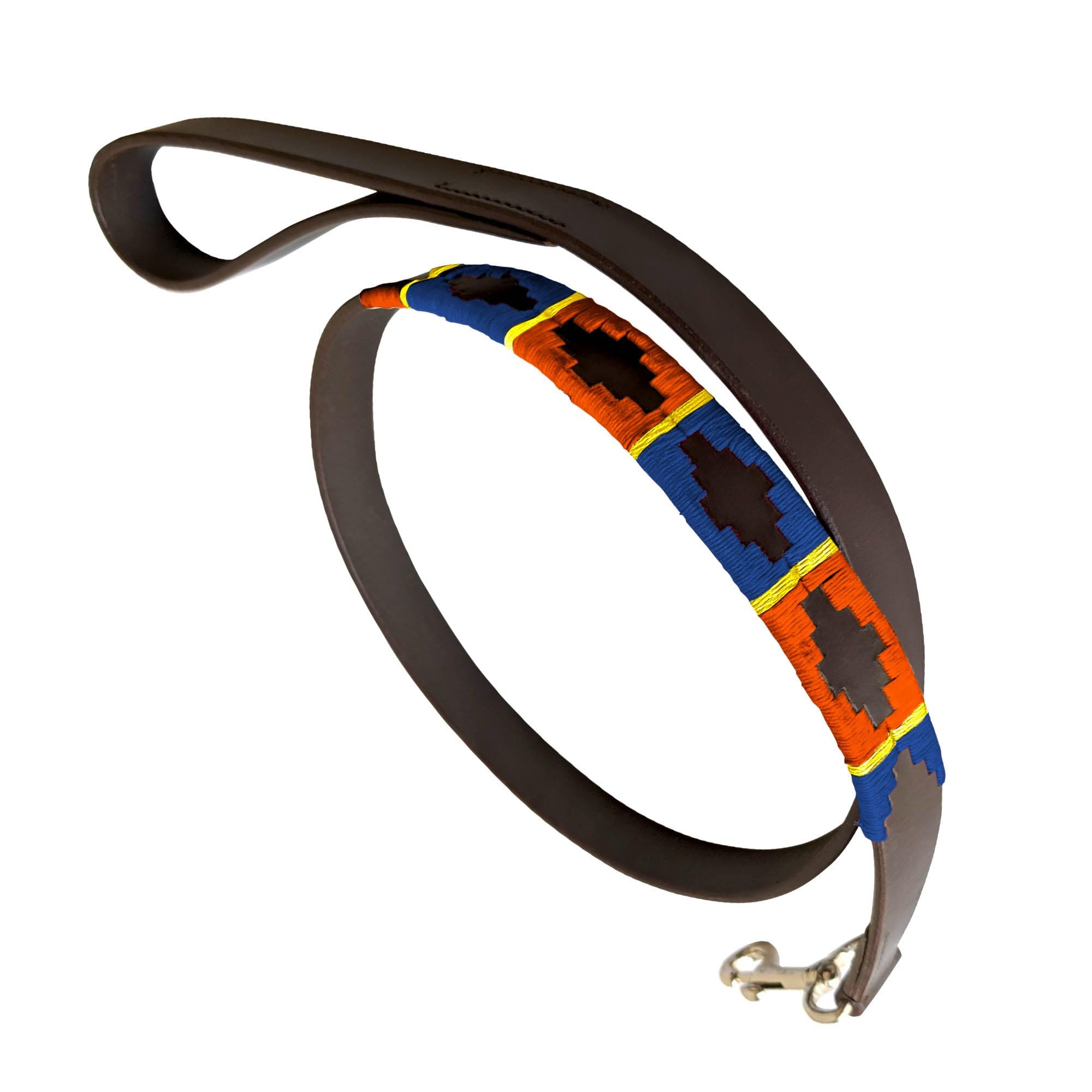 Carlos Diaz Genuine Leather Waxed Embroidered Polo Dog Lead