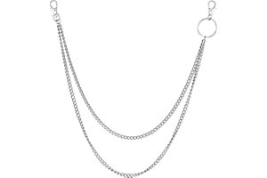 Wisdompro Pants Chain with Lobster Clasps - Heavy Duty Belt Chain Hip Hop Punk Trousers Jeans for Men and Women