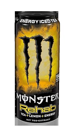 Monster Energy Flavour Rehab Lemonade mit Tee Extrakten & Lemon Geschmack - ohne Kohlensäure, 2in1 Energie Getränk & Eistee!,