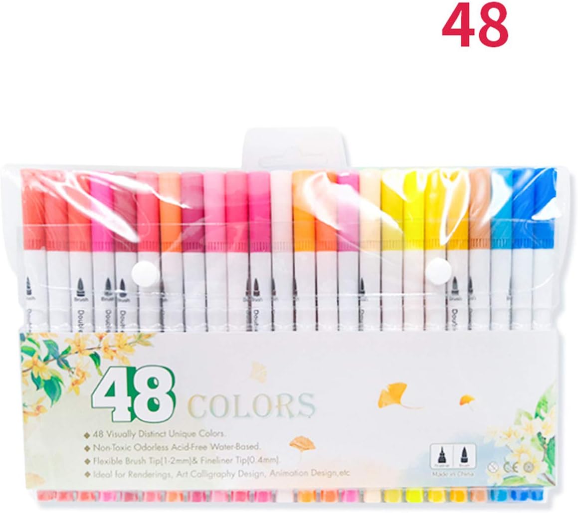 12/24/36/48 Pack Color Fine Point Brush Marker Pens Dual Tip Colored Brush Pen Fineliner Markers Set Art Supplies, Painting Tools