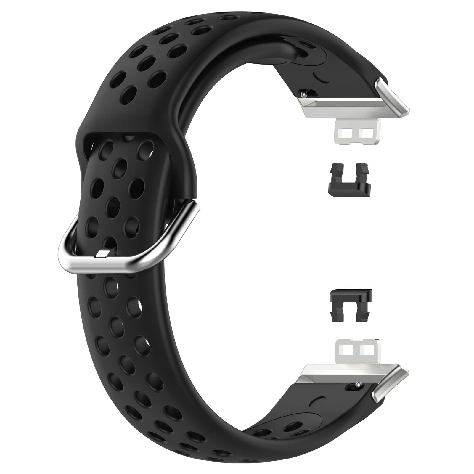 AWADUO Compatible For Huawei Watch Fit Replacement Band, 18mm Replacement Silicone Wrist Strap Band For Huawei Watch Fit, Soft And Durable(Silicone Black)
