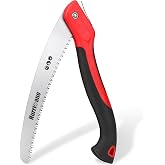 HURRICANE 10" Folding Hand Saw, SK5 Steel Blade with Triple-Cut Razor Teeth &ndash; Portable Foldable Pruning Saw for Tree Trimming, Camping, Bushcraft &amp; Gardening, Non-Slip Ergonomic Handle