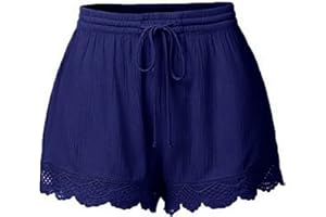 YXZOGD Shorts for Women Elastic Waist Drawstring Pants Yoga Lounge Shorts Lace Trim Summer Sports Shorts Beach Ruffle Shorts