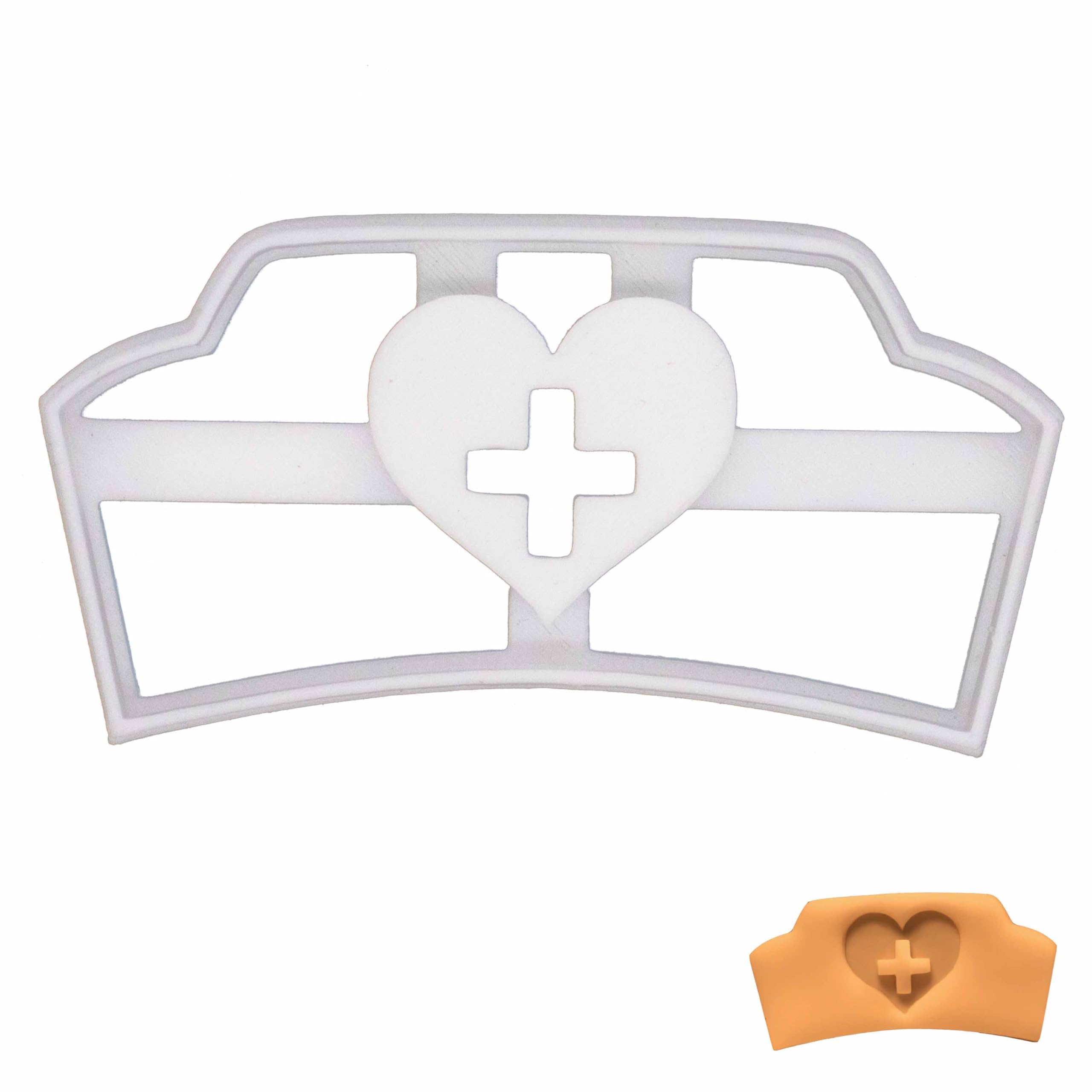 BAKERLOGY Nurse Hat Cookie Cutter - Detailed Biscuit Cutter Design for Baking and Crafts, Ideal on Fondant, Dough, Clay