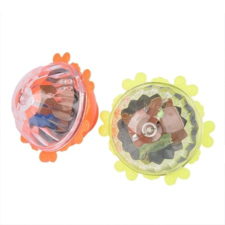 Gyroskop - TOOGOO(R) 2 Stueck Kinder Blitz Buntes Licht Kunststoff Spinning Stoepsel Top Spielzeug Gyroskop Gelb+Orange