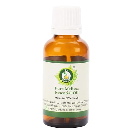 R V Essential Pure Melissa Essential Oil 10ml- Melissa Officinalis (100% Pure and Natural Steam Distilled)
