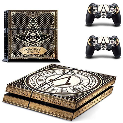 Vinyl Decal Protective Skin Cover Sticker for Sony PS4 Console And 2 Dualshock Controllers - Assassins Creed Syndicate