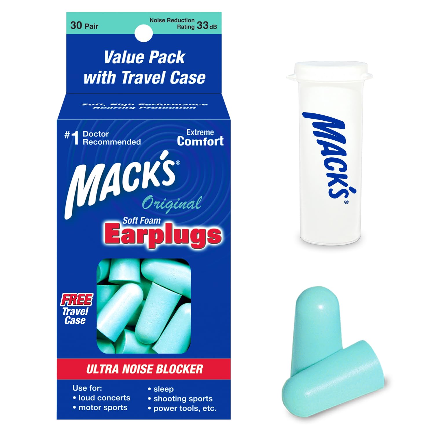 Mack's Original Ear Plugs (30 Pair) - Mint Green
