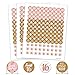 DISTINCTIVS Pink and Gold Sweet 16 Birthday Party Favor Chocolate Kisses Candy Stickers, Sweet Sixteen Stickers - 180 Count