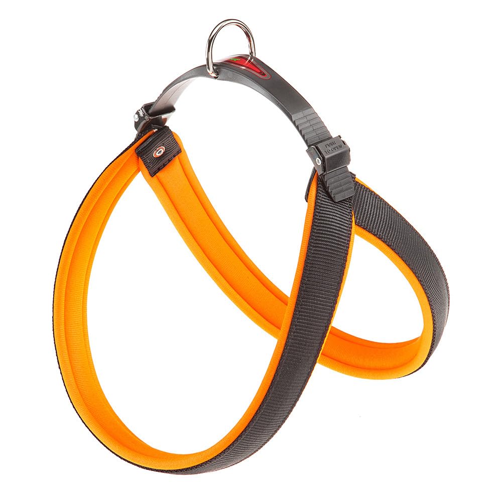 Ferplast Harness for Medium-Sized Dogs AGILA FLUO 6 Dog Harness with Soft Padding, Quick Release and Attachment System, Chest Size 57-65 cm. Orange